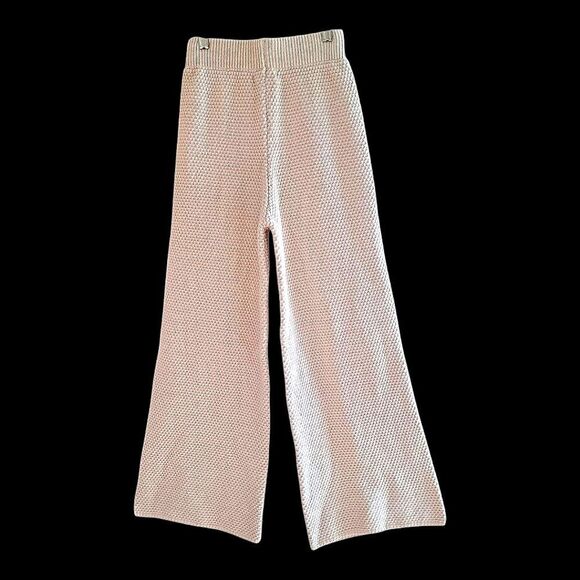 Sincerely Jules Wide Leg Boho Beach Pants Cream Chunky Thermal Knit Cotton XS - Picture 3 of 16